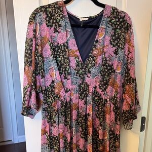 Entro Pink and Black Floral Maxi Dress